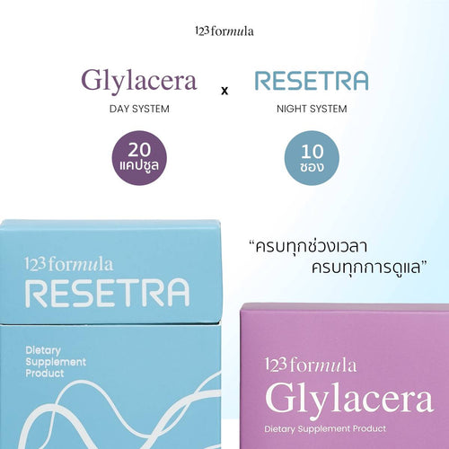 123FORMULA Set: Glylacera ดูแลผิว + Resetra ดูแลการนอน | Day & Night