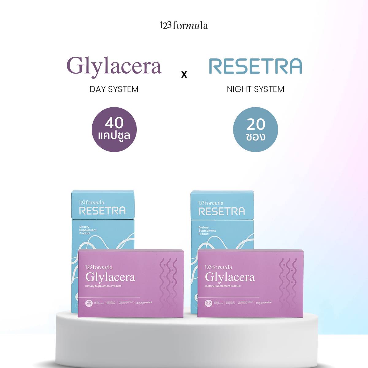 123FORMULA Set: Glylacera ดูแลผิว + Resetra ดูแลการนอน | Day & Night
